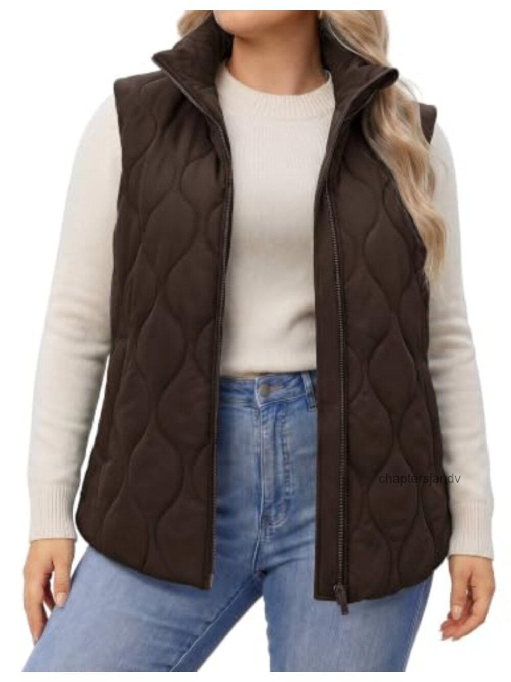 Plus Size Quilted Puffer Vest Lightweight Sleeveless Zip Up with Pockets